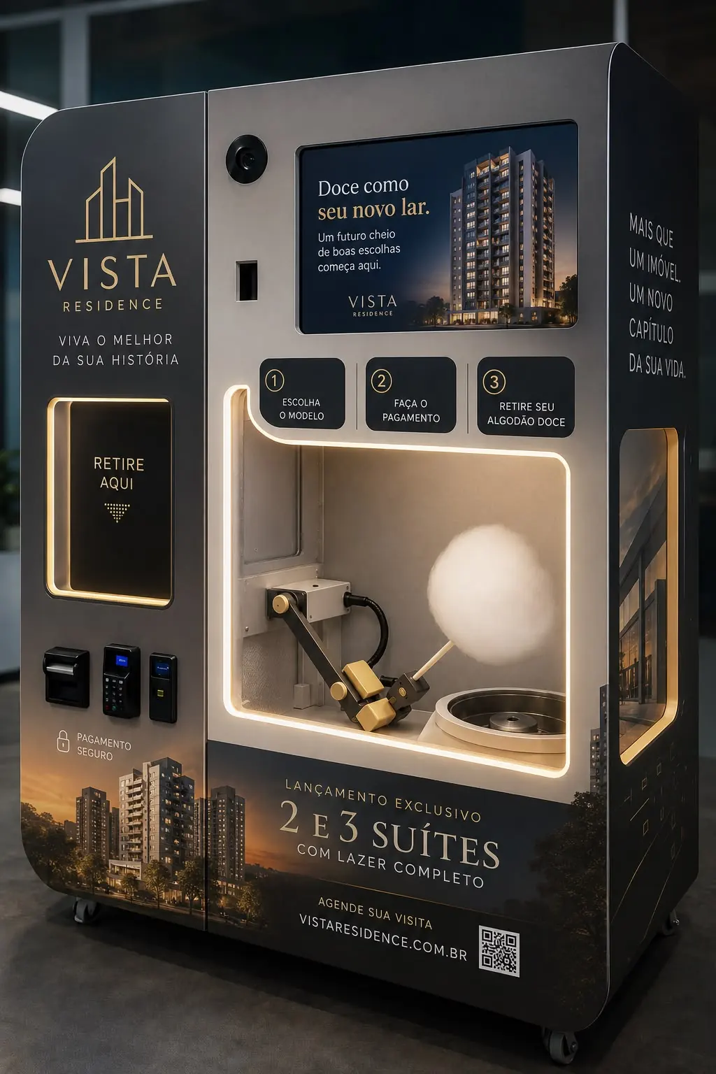 Máquina em ativação de lançamento imobiliário do Vista Residence.